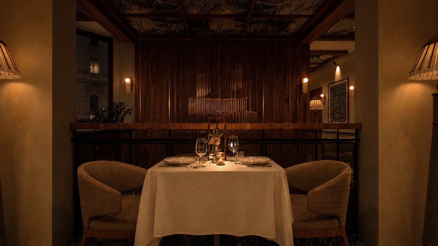 Hôtel de luxe — Restaurant — table pour deux