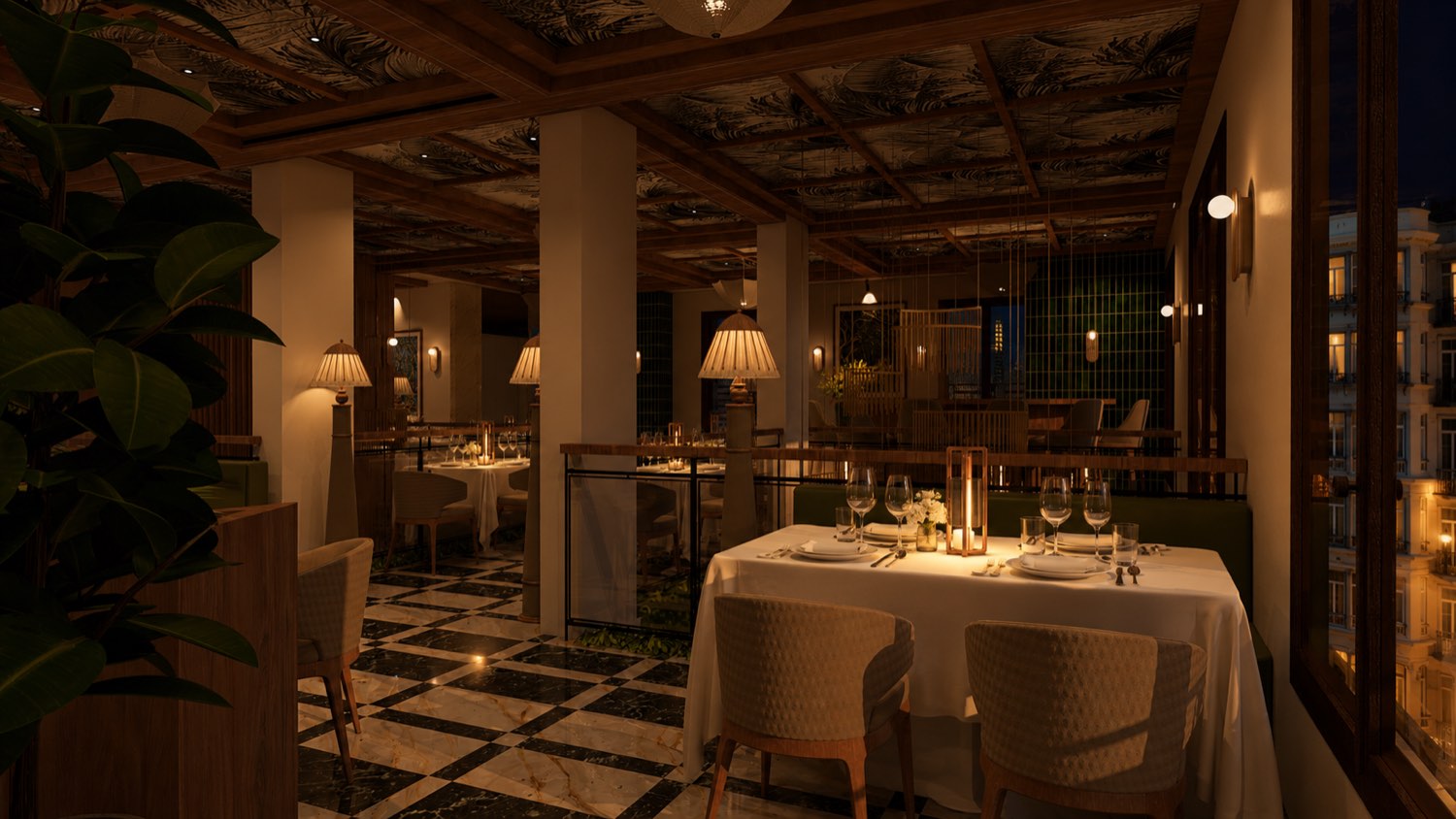 Hôtel de luxe — Restaurant — vue d’ensemble