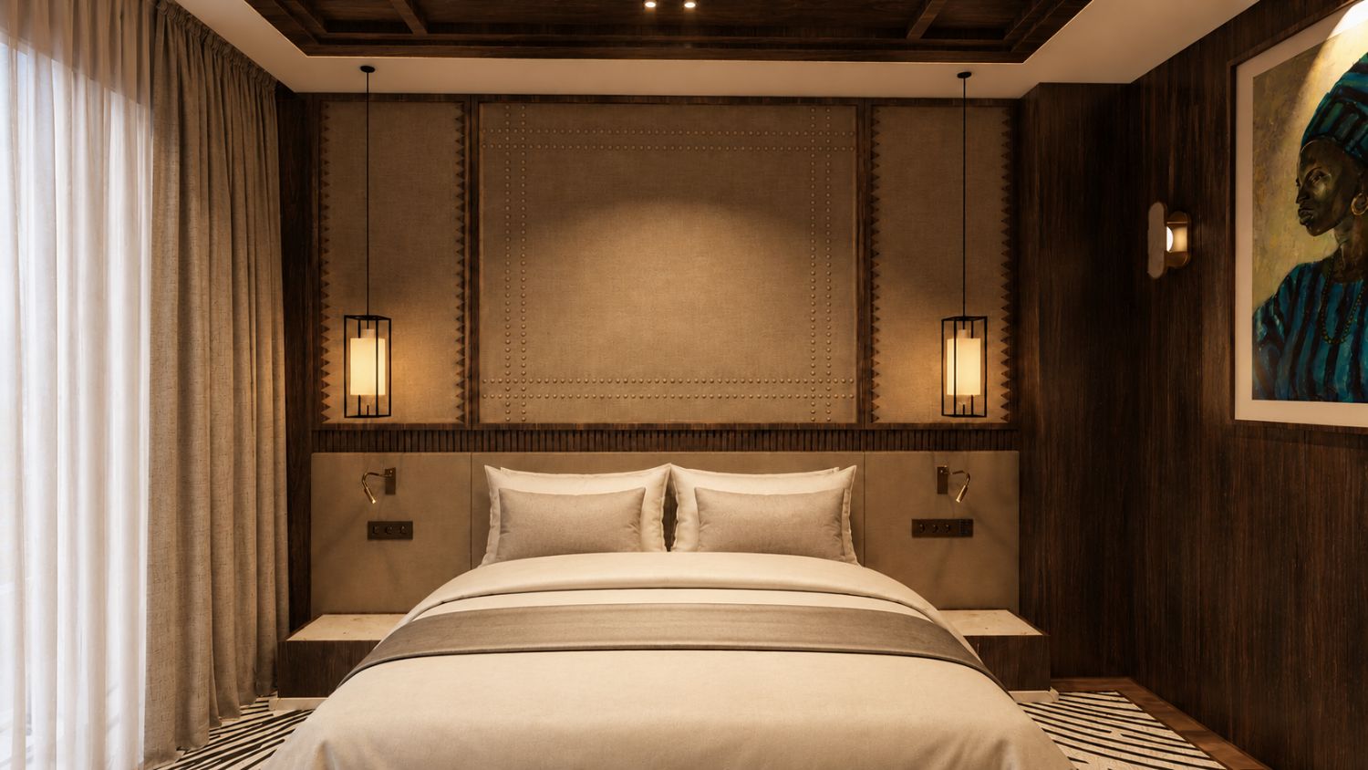 Hôtel de luxe — chambre, rendu photoréaliste